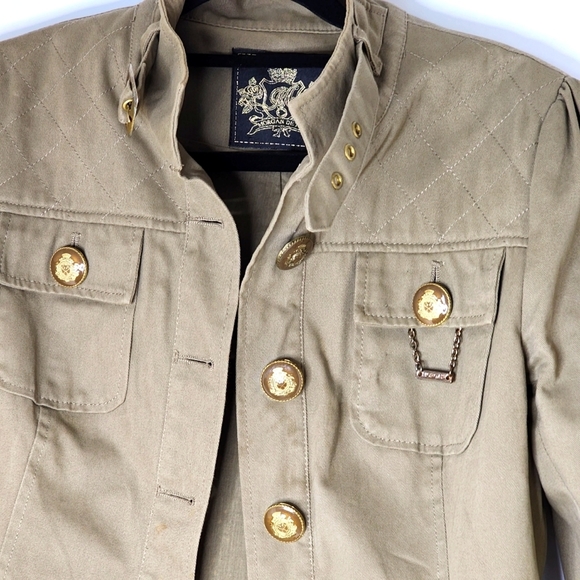 Designer denim jacket size 8/10 camel colour military jacket Morgan De Toi - Picture 6 of 12